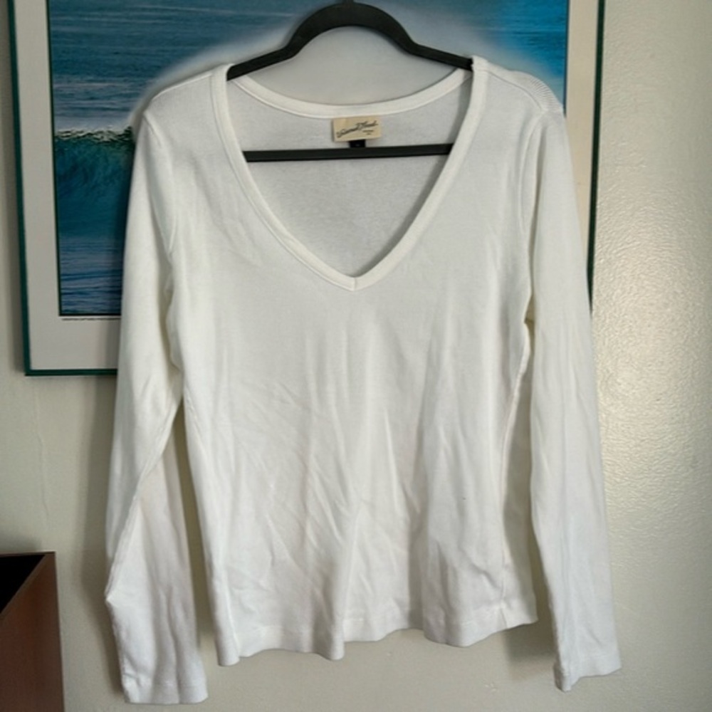 New Universal thread ribbed v neck long sleeve shirt xxl